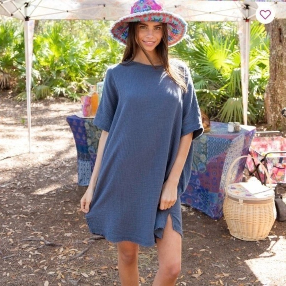 Natural Life Cara Cotton Gauze Shift Dress in Charcoal Size XL NWT